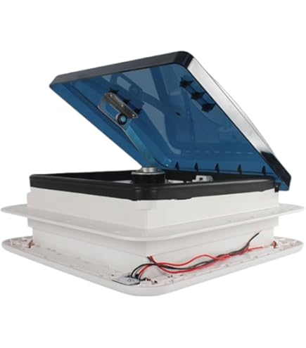 キャンピングカー用　ルーフトップ換気扇 手動開閉式 LED照明付き(新品) Amazon.co.jp: RV ルーフベント 13.39x13.39インチ ホワイト